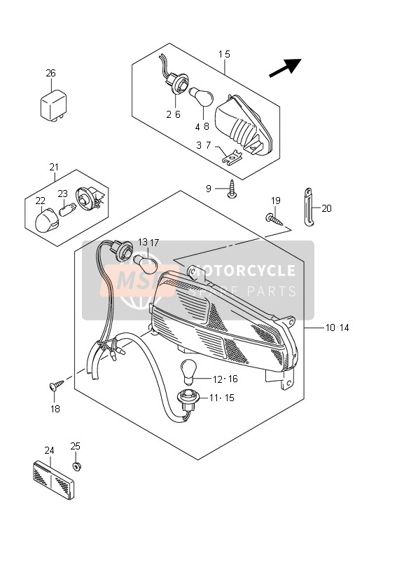 Suzuki AN650A BURGMAN EXECUTIVE 2011 Combination Lamp (AN650A E19) for a 2011 Suzuki AN650A BURGMAN EXECUTIVE